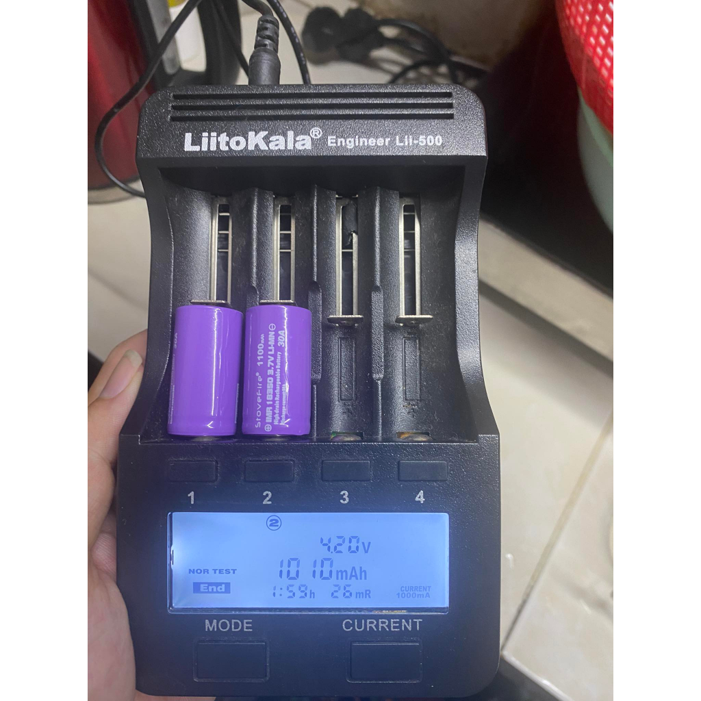 Pin 18350 Pin lùn Stovefire Dung lượng cao 1100mAh - 3.7V Xả Lớn 30A Có Ảnh Test Pin