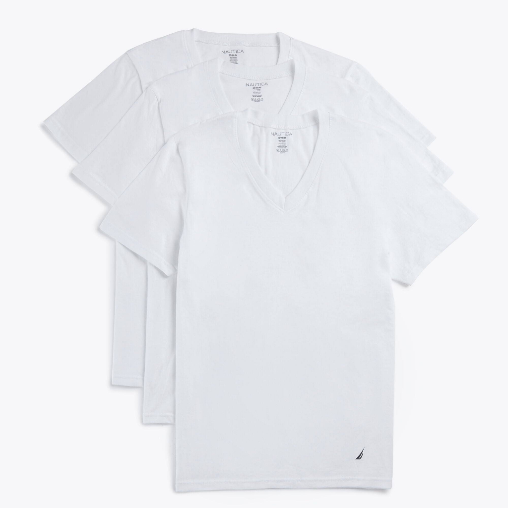 Bộ 3 áo thun trắng V-necks Nautica (India)