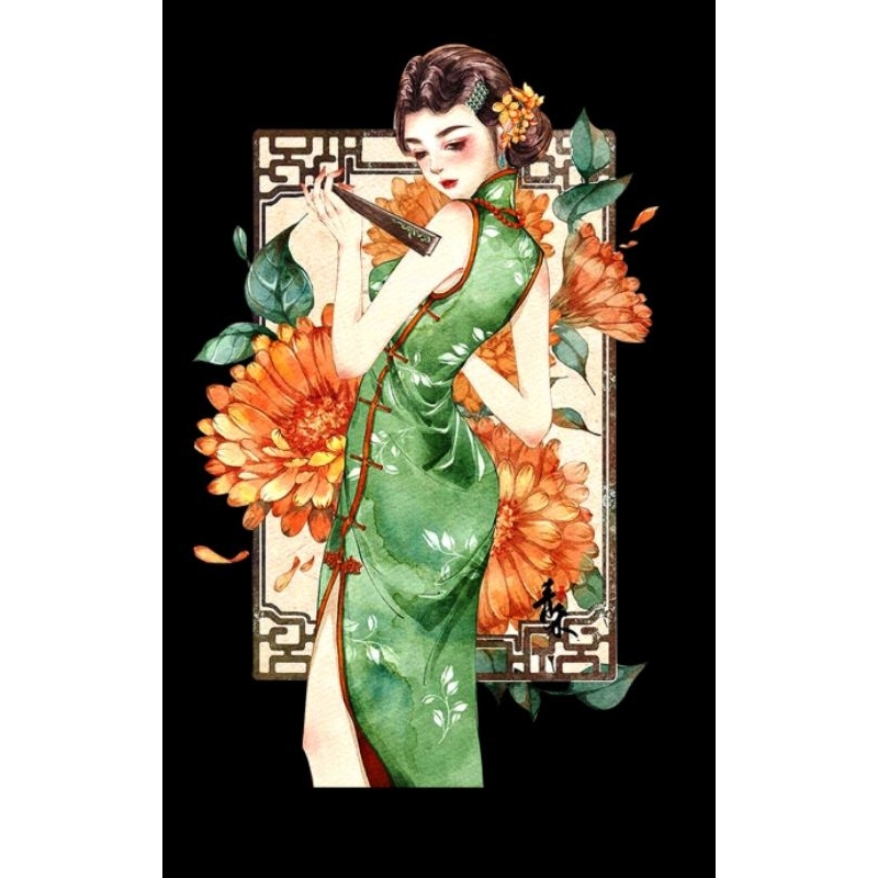 Hình ủi ép nhiệt, in áo. Mẫu Cô gái CG3 in áo dài, váy, yếm cho mẹ và bé