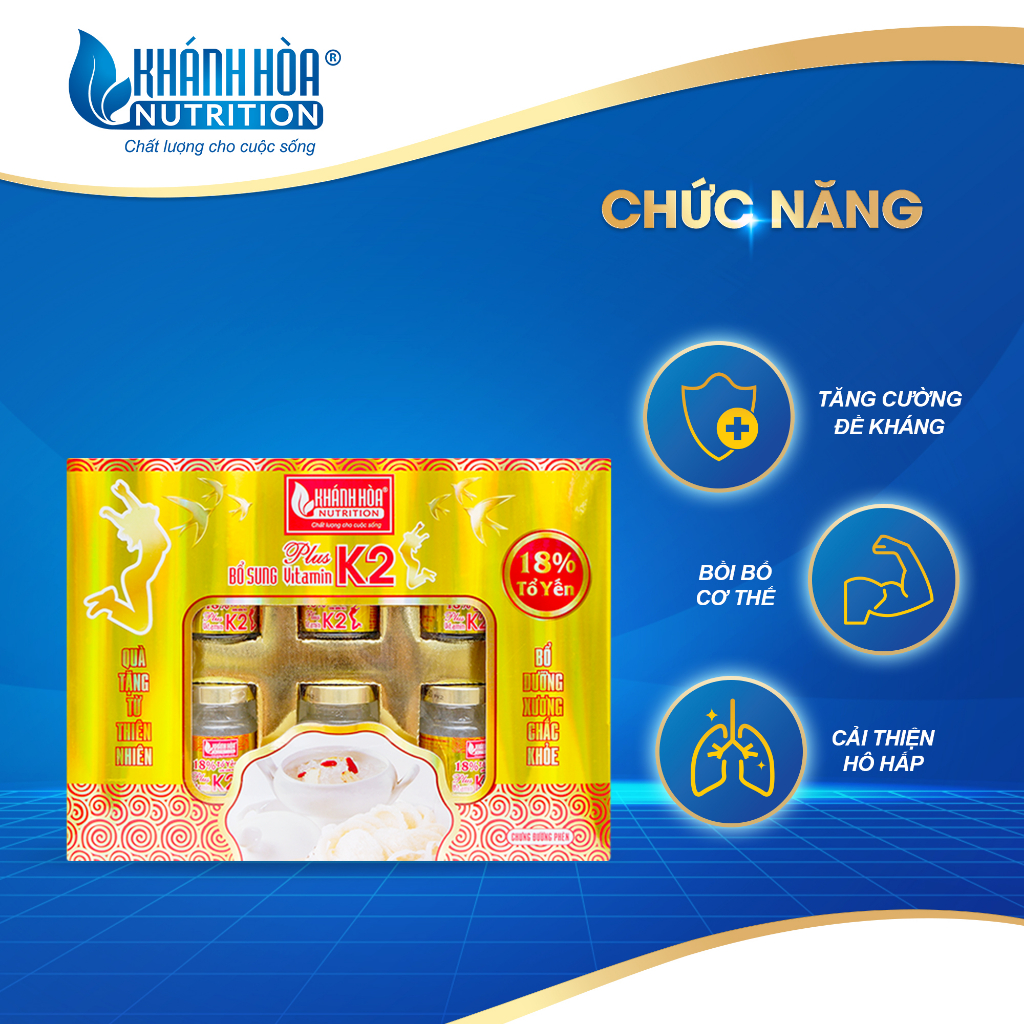 Hộp Quà Tặng Yến Sào Chưng Đường Phèn 18% Bổ Sung Vitamin K2 - Khánh Hòa Nutrition
