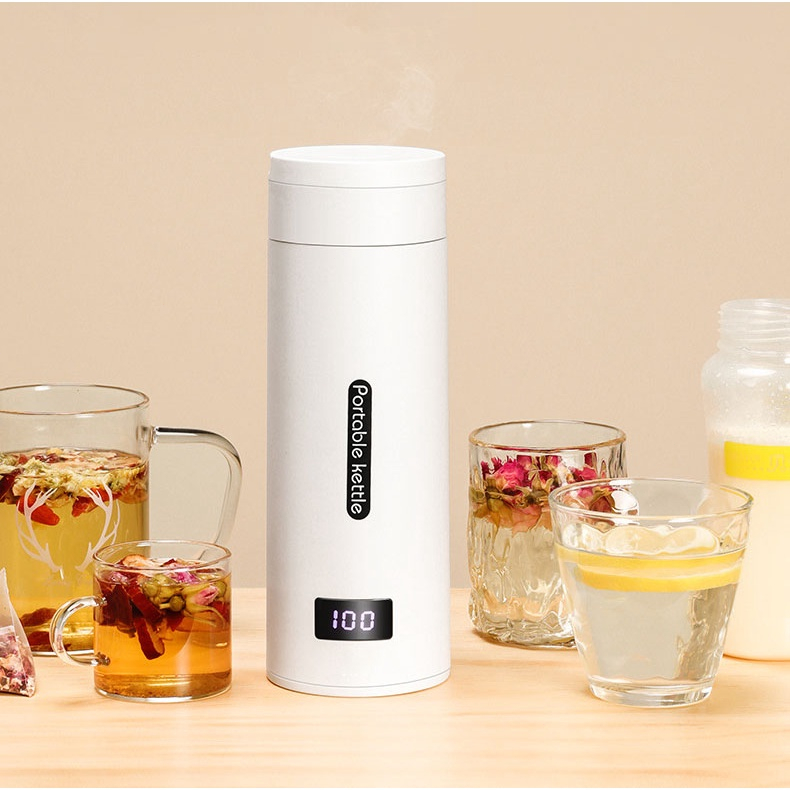 QQLH Store Bình đun nước siêu tốc mini du lịch bình nước bệnh viện đa năng 500ml tự ngắt khi sôi