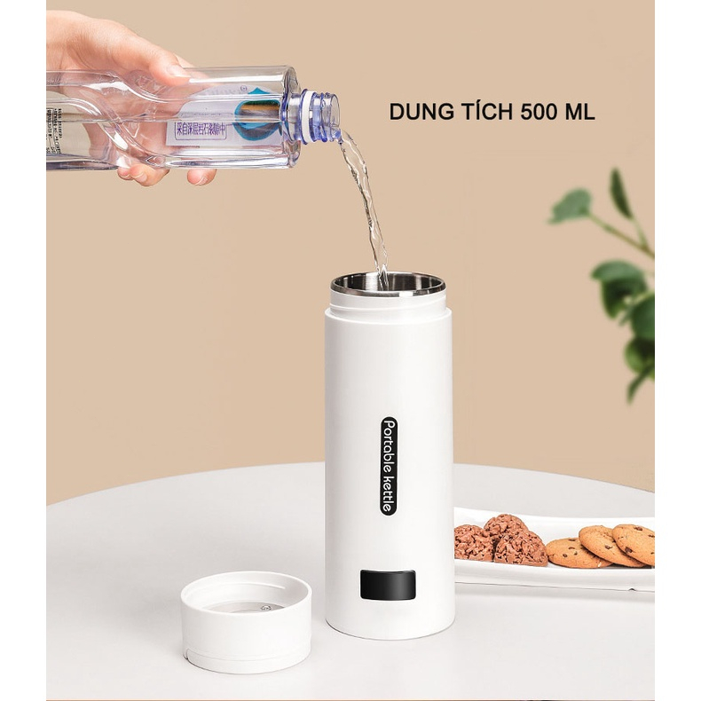 QQLH Store Bình đun nước siêu tốc mini du lịch bình nước bệnh viện đa năng 500ml tự ngắt khi sôi