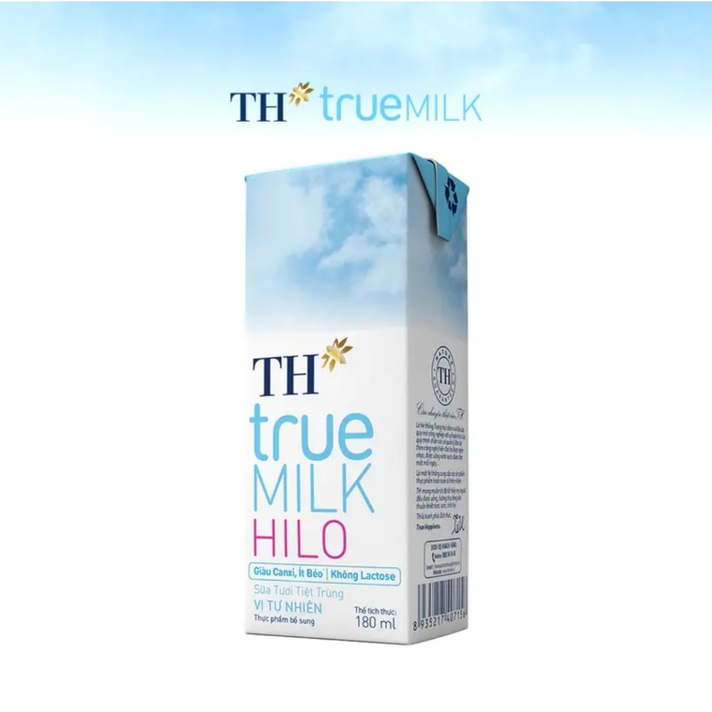 2 Lốc 8 Hộp Sữa tươi tiệt trùng vị tự nhiên TH true MILK Hilo 180ml