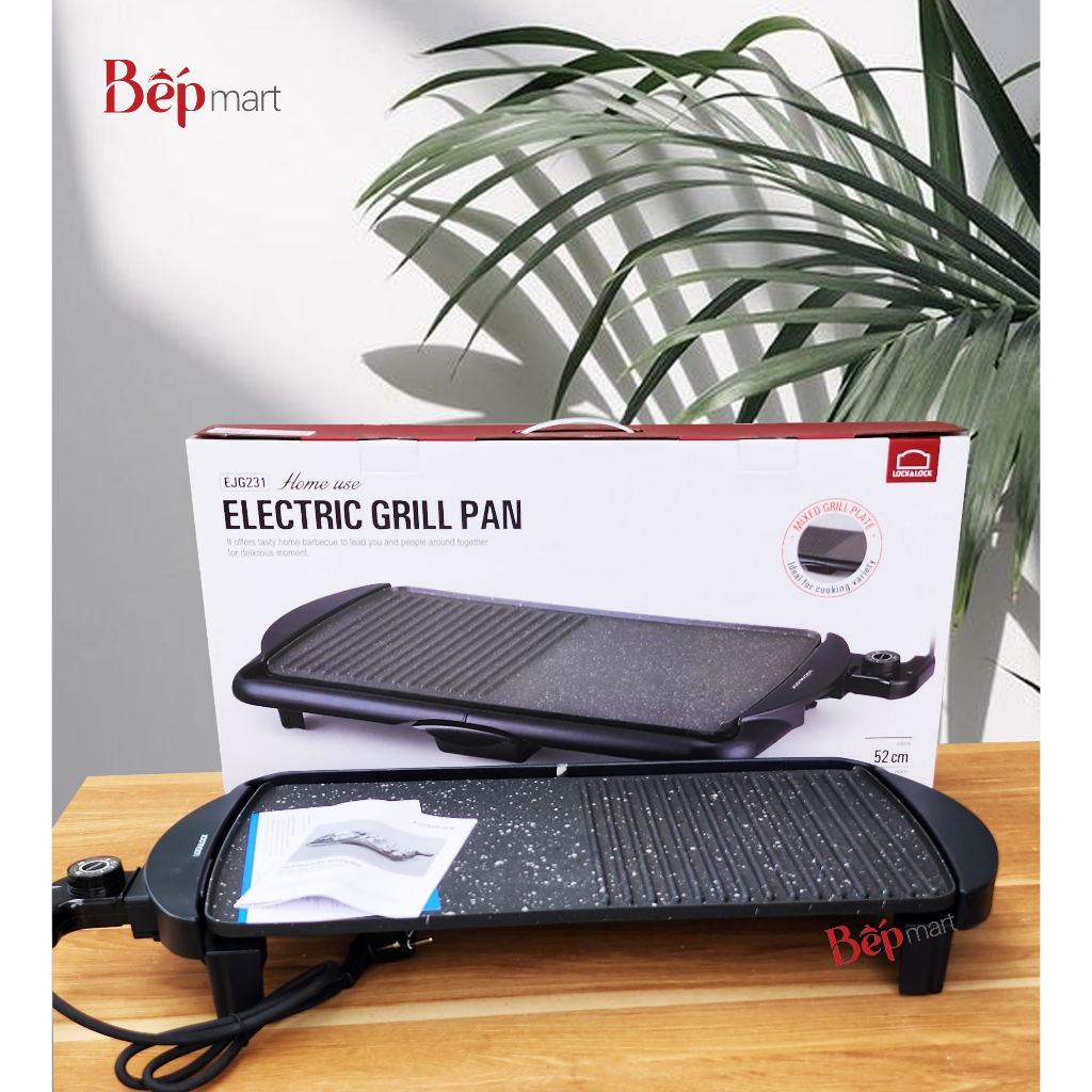 Bếp Nướng Điện LocknLock Electric Grill EJG231, mặt bếp đá hoa cương, 5 chế độ chỉnh - bepmart - hàng chính hãng