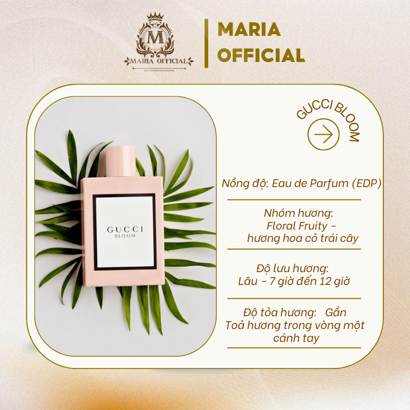 Nước Hoa Nữ Gucci Bloom EDP For Woman chiết 10ml - Nước Hoa Lưu Cao Cấp Lưu Hương trên 6 tiếng