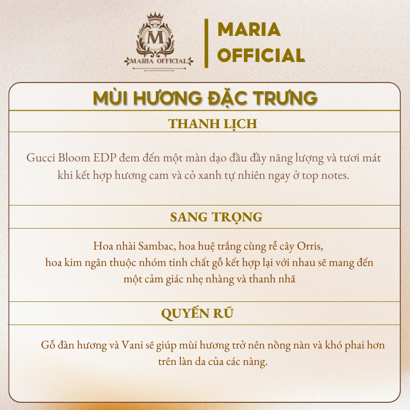 Nước Hoa Nữ Gucci Bloom EDP For Woman chiết 10ml - Nước Hoa Lưu Cao Cấp Lưu Hương trên 6 tiếng
