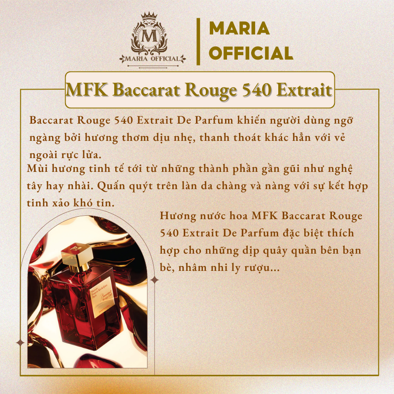 Nước hoa nữ Maison MFK Baccarat Rouge 540 -sang trọng quý phái  lưu hương lâu Chiết 10ml | BigBuy360 - bigbuy360.vn