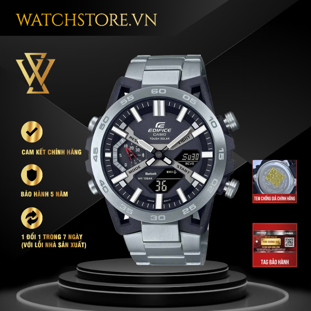 Casio EdificeWATCHSTOR ECB-2000D-1ADF - Đồng hồ nam - Năng lượng mặt trời - Kính khoáng - Size mặt 51mm - Bảo Hành 5 Năm