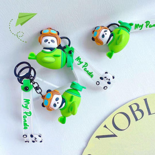 Móc khóa gấu trúc máy bay panda keyring - pilot