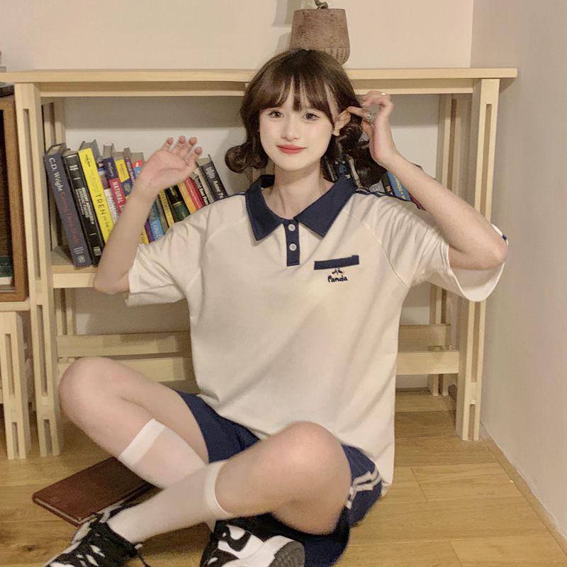 Đồng Phục Học Sinh Sinh Viên Áo Polo Ngắn Tay Và Quần Đùi Rộng Phong Cách Thể Thao Panda Diamondcloset Order
