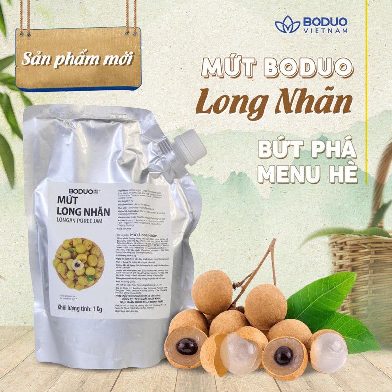 MỨT LONG NHÃN BODUO gói 1Kg có kèm công thức