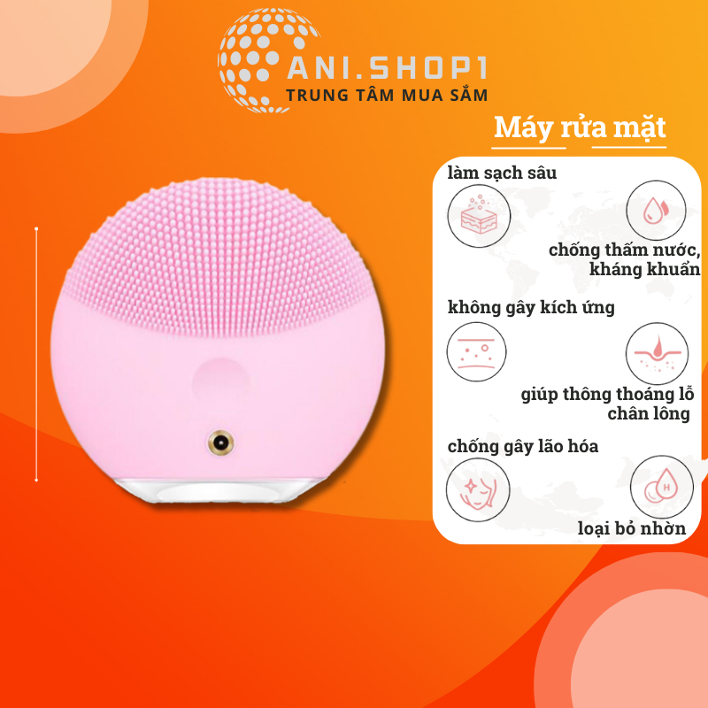 Máy rửa mặt mát xa mini cầm tay cho nam và nữ, dùng kèm sữa rửa mặt, loại bỏ chất nhờn, bụi bẩn, tế bào chết ani.shop1