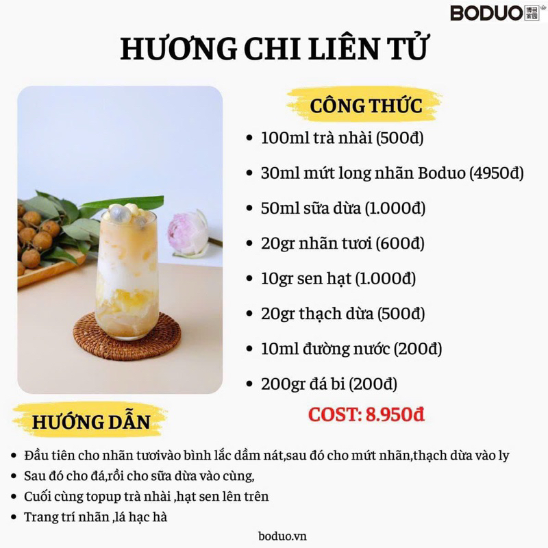 MỨT LONG NHÃN BODUO gói 1Kg có kèm công thức