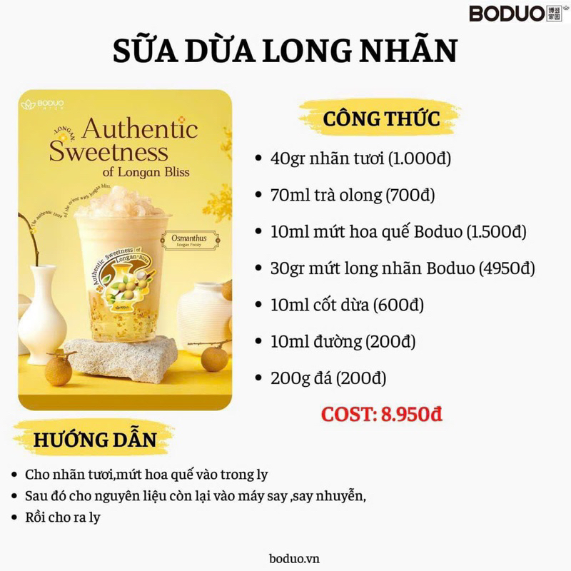 MỨT LONG NHÃN BODUO gói 1Kg có kèm công thức