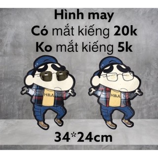 Sticker hình thêu cu shin đeo kính (ko keo) phụ kiện may mặc trang trí quần áo, handmade,DIY