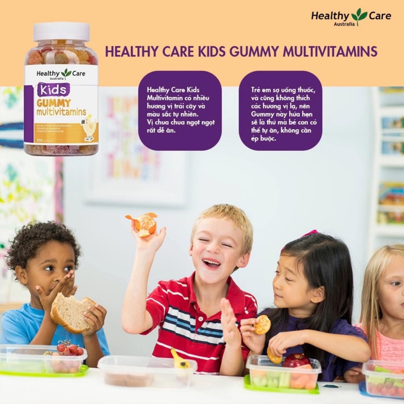 Kẹo dẻo bổ sung vitamin cho bé yêu Kids Gummy Healthy Care hộp 250 viên Date Mới