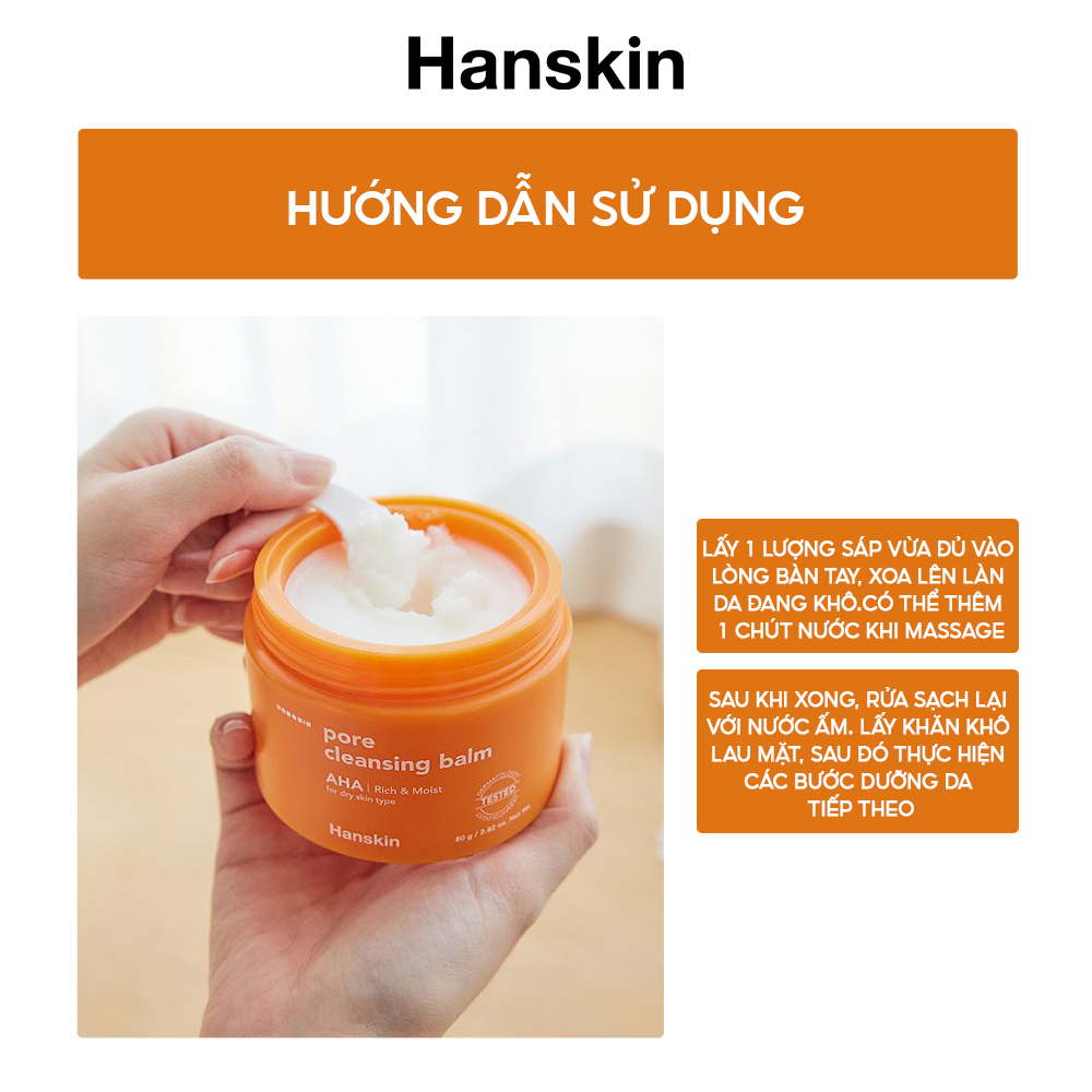 Sáp Tẩy Trang Dành Cho Da Khô HANSKIN PORE CLEANSING BALM AHA 80g