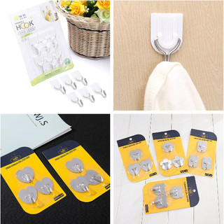 Bộ 6 móc trắng - 3 móc hình trái tim treo dán tường