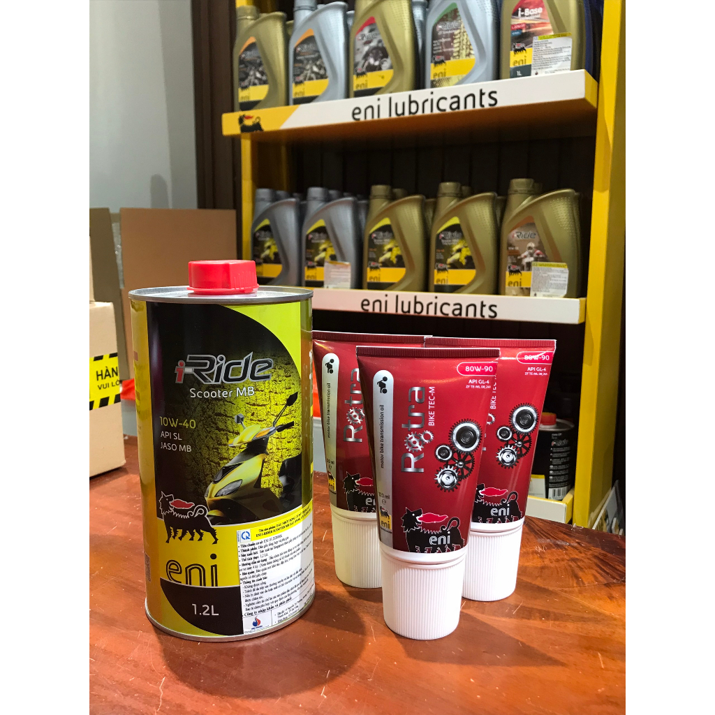 Combo Eni Scooter 10W40 1.2L + 3 Nhớt Láp 80W90 120ML