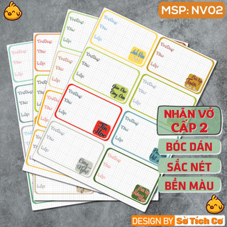 Cấp 2 - combo 32 nhãn vở đầy đủ môn học - nhãn dán vở - nhãn dán sách - nhãn dán tập msp: nv02