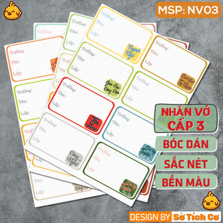 Cấp 3 - combo 32 nhãn vở đầy đủ môn học - nhãn dán vở - nhãn dán sách - nhãn dán tập msp: nv03