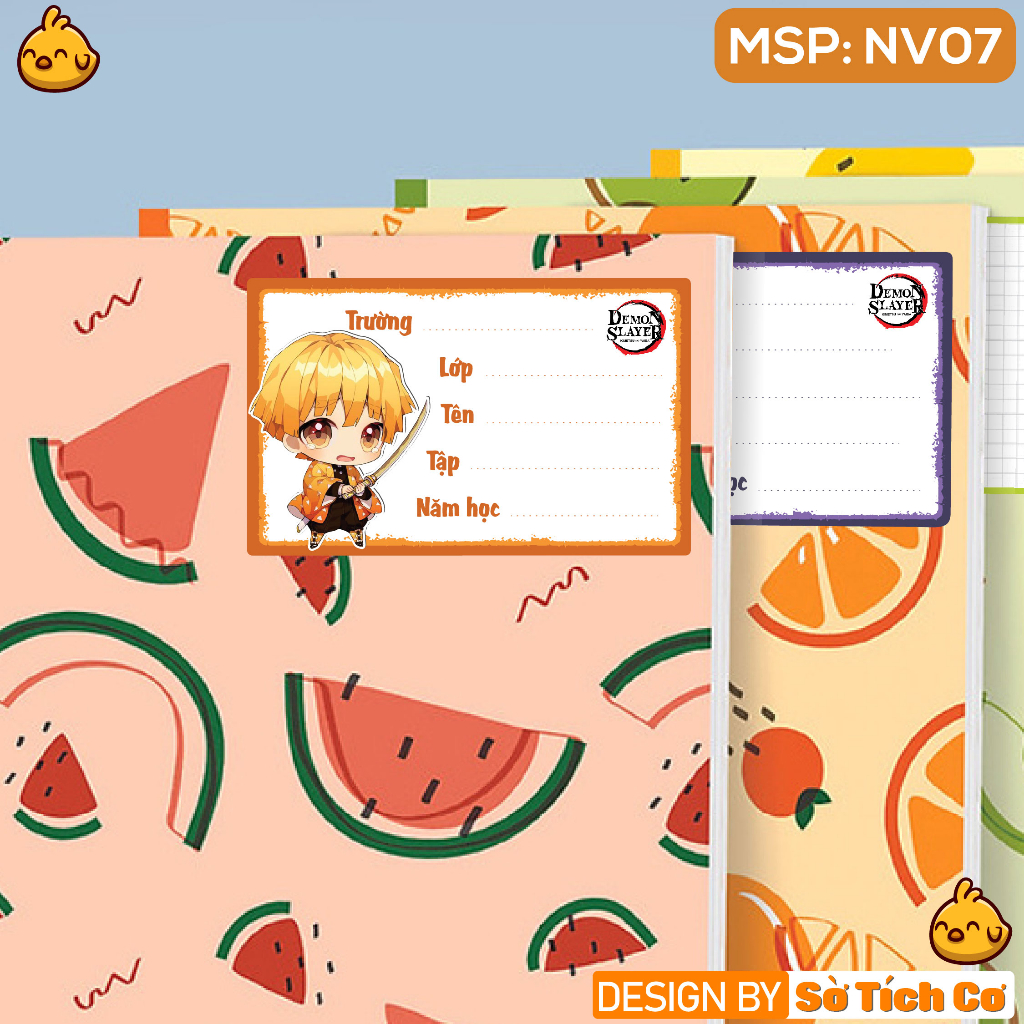 Combo 16 Nhãn vở anime Kimetsu No Yaiba - nhãn dán vở - nhãn dán sách - nhãn dán tập MSP: NV07