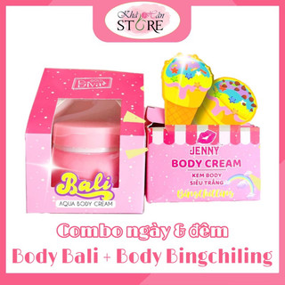 Combo 1 kem body Bali + 1 kem body Bingchiling Tặng 1 set tắm_trắng