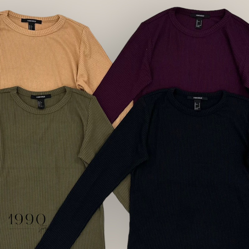 Áo Thun Tay Dài Chất Liệu Cotton Gân Form Croptop VNXK
