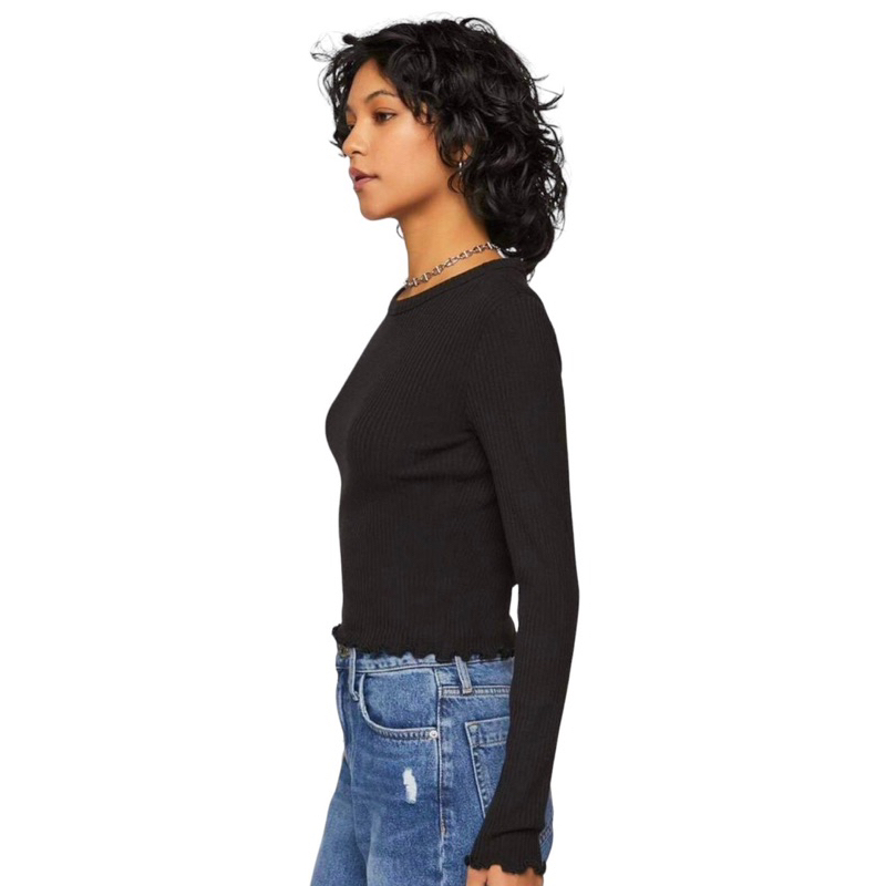 Áo Thun Tay Dài Chất Liệu Cotton Gân Form Croptop VNXK