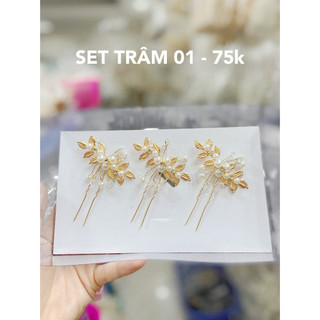 Set 3 trâm cài tóc cô dâu, bà sui