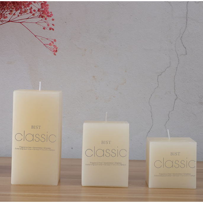 Nến Hình Trụ Classic Trang Trí Sang Trọng Màu Trắng Kem Nhiều Kích Thước