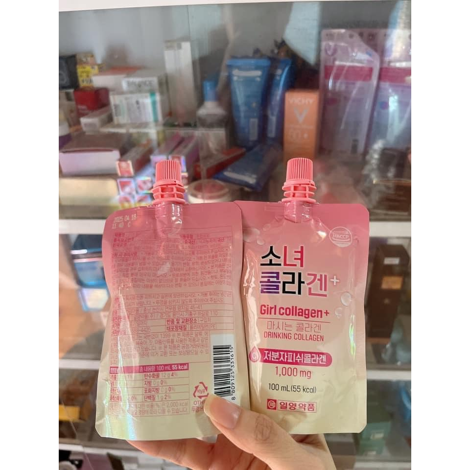Girl Collagen - Nước Uống Hàn Quốc Dạng Túi Gói Hương Vị Táo Làm Đẹp Da - 100ml x 1 Túi