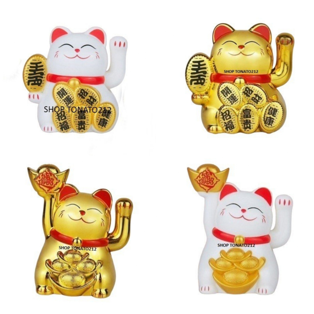 MÈO THẦN TÀI, MÈO MAY MẮN MANEKI NEKO NĂNG LƯỢNG MINI CAO 4.7CM (CÓ HỘP NHỰA ĐI KÈM)