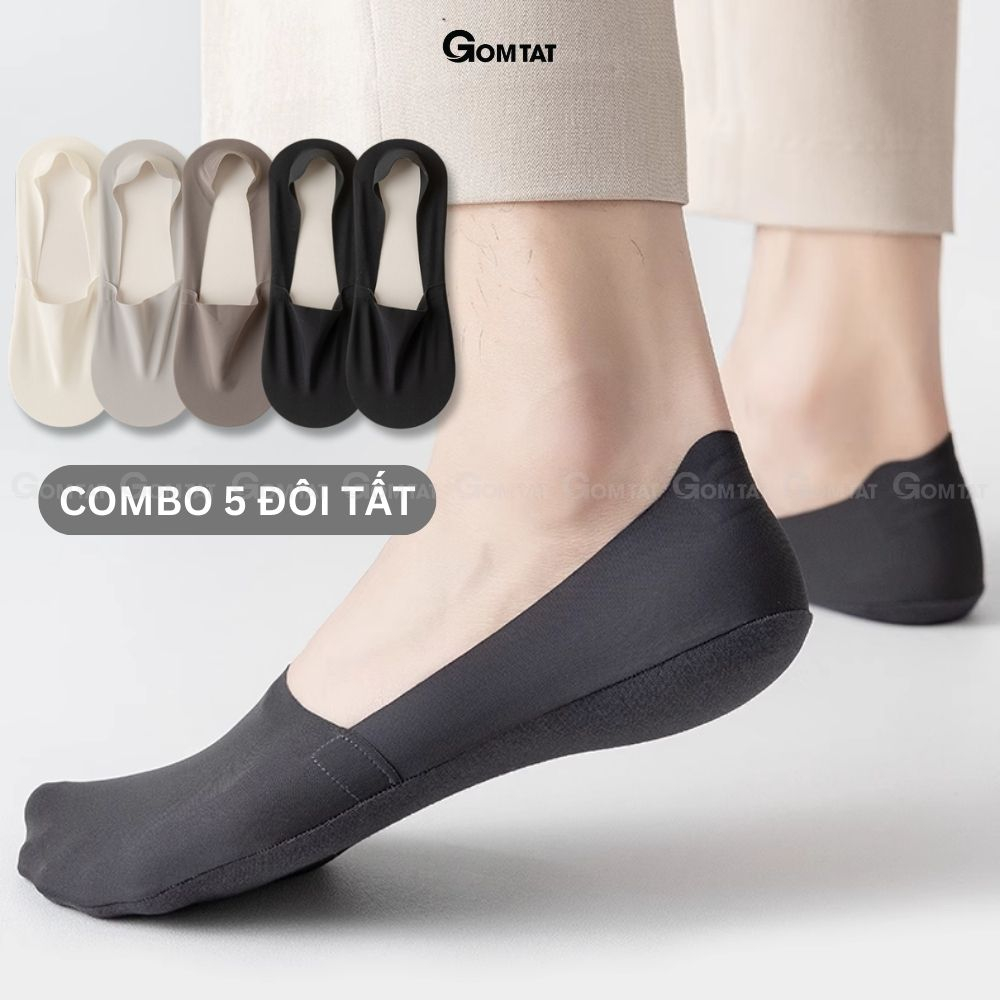 Combo 5 đôi tất tàng hình nam GOMTAT chống tuột gót, chất liệu cotton mềm mại thoáng khí - TATLUA-UYE-7010-CB5