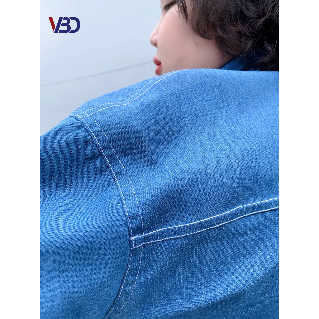 Áo sơ mi denim form rộng bigsize AK047 cho nàng béo từ 50 tới 100kg