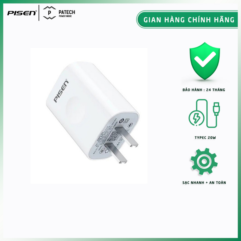 Sạc cao cấp PISEN Quick PD 20W, hỗ trợ sạc nhanh 20W chuẩn QC4.0,PD 3.0, nhỏ gọn, tinh tế, khả năng tương thích rộng