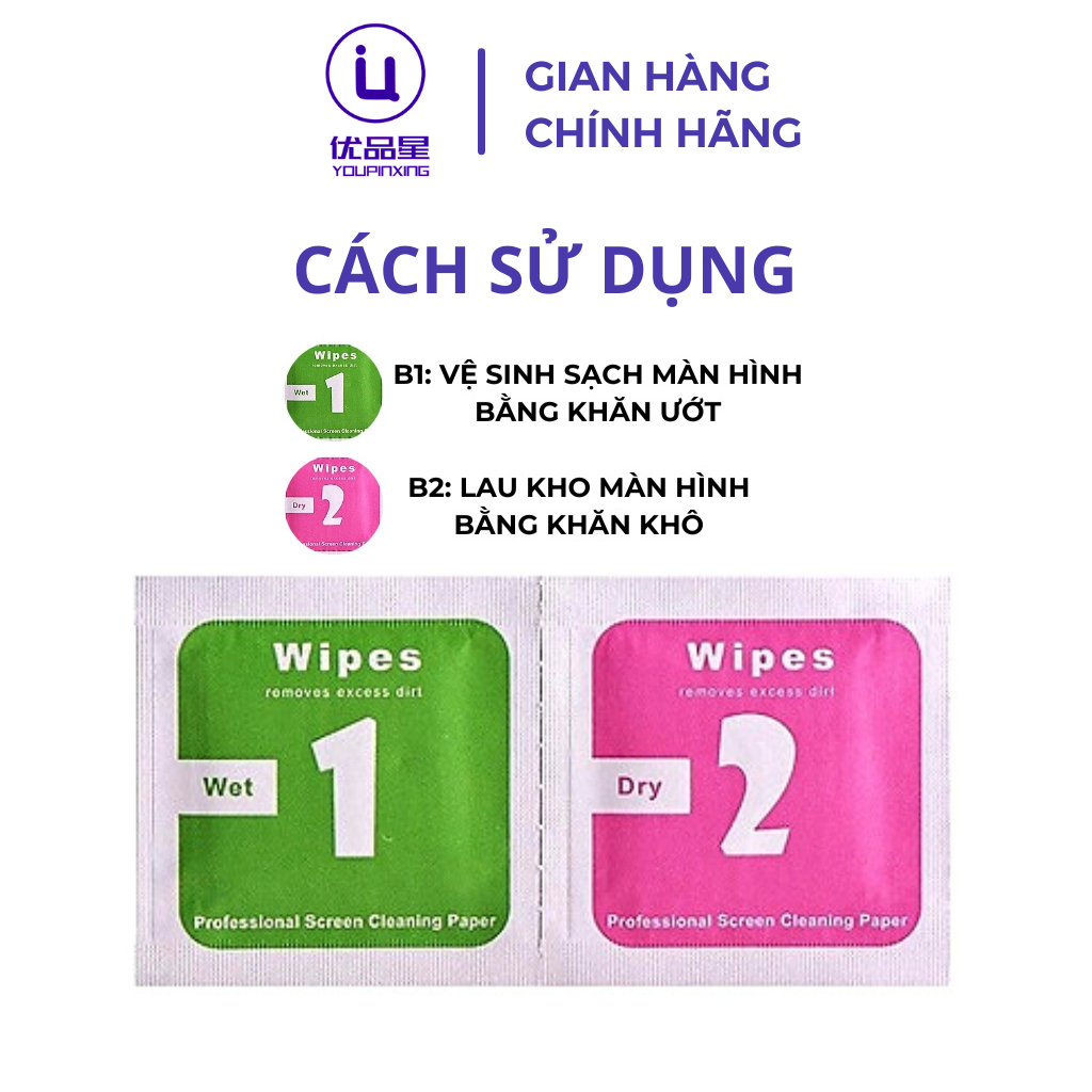 Giấy lau 1 2 cho kính cường lực cho 5/5s/5se/6/6s/7/7plus/8/8plus/plus/x/xr/xs/11/12/13/14/pro/promax