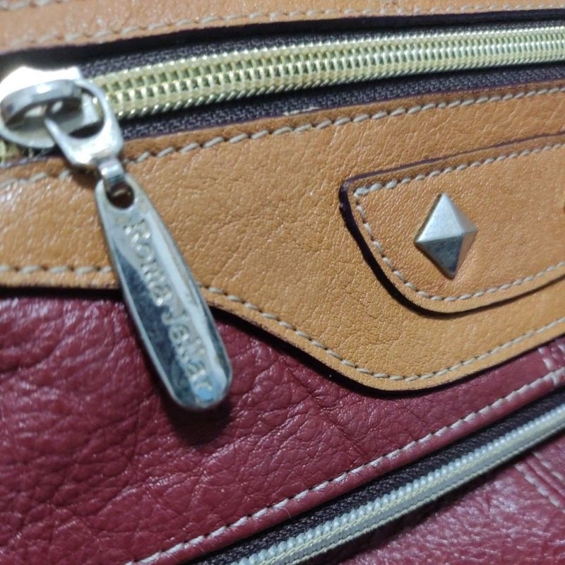 Túi si M103 tuyển Nhật hiệu Roma Jella Made in Korea da bò phối màu độc đáo 24cmx18cmx5cm