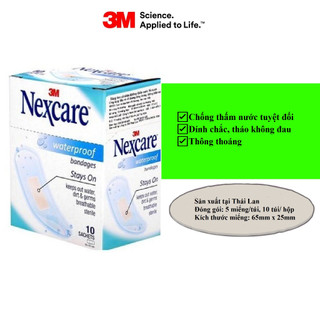 Băng dán cá nhân chống thấm nước 3M Nexcare WTP, 50 miếng/hộp, sản xuất tại Thái Lan