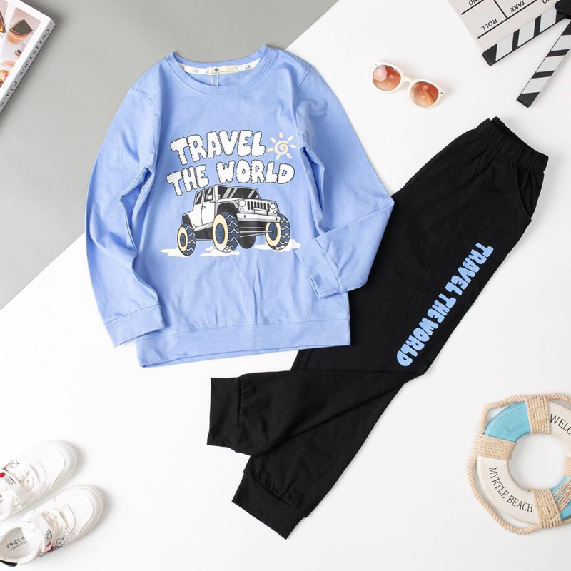 Bộ dài tay bé trai thu đông 10-16y . Chất cotton mềm mịn, thấm hút mồ hôi, co giãn tốt