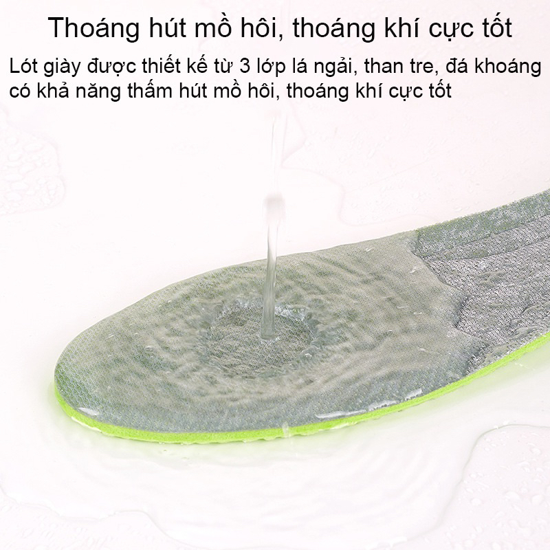 Đế lót giày thể thao lá ngãi than tre khử mùi hôi chân thông thoáng siêu mềm êm chân mai lê sport