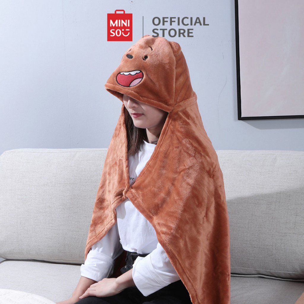 MINISO We Bare Bears Chăn Trùm Đầu Văn Phòng Ngủ Trưa Chăn Điều Hòa Chăn Giải Trí Cape Chăn Điều Hòa Bao Chân Ấm Áp