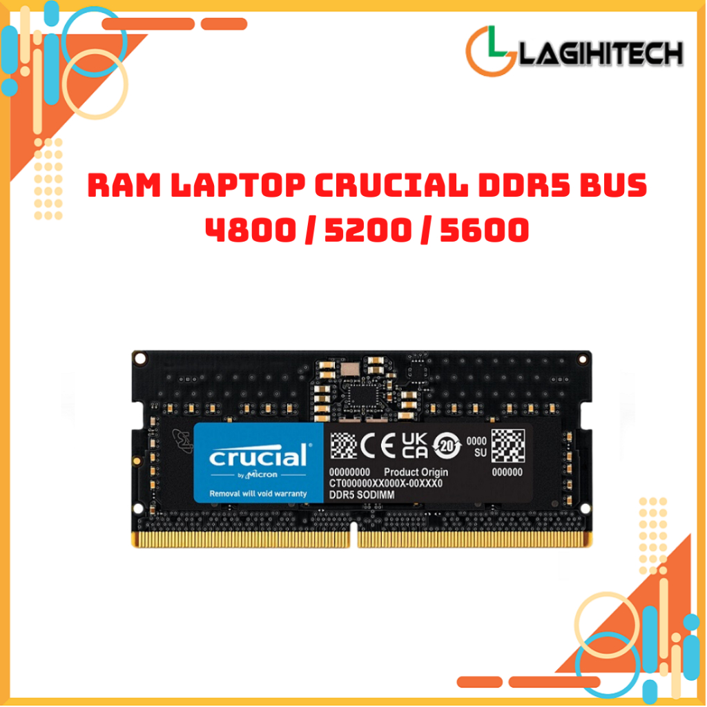 RAM Laptop DDR5 Crucial Bus 4800 / 5200 / 5600 Dung Lượng 16GB / 32GB - Hàng Chính Hãng