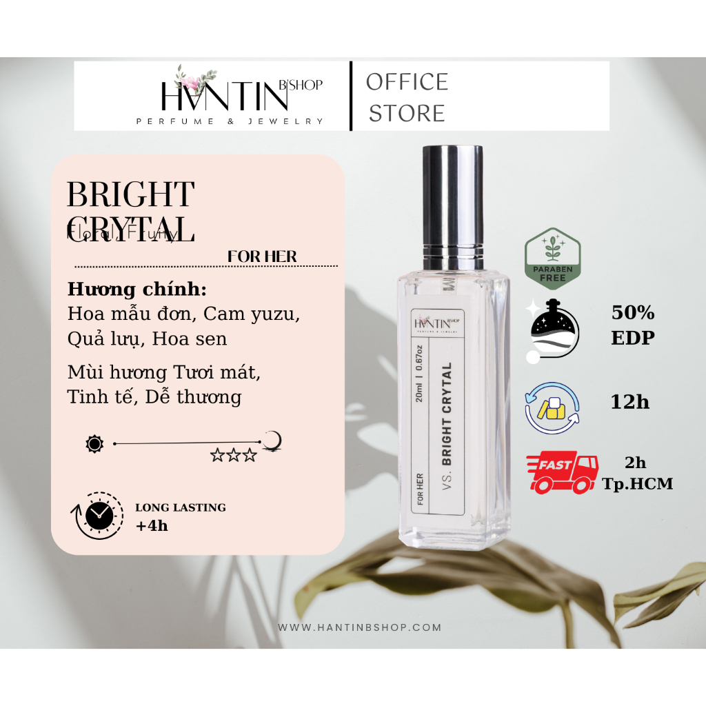 Nước hoa Nữ HANTINB'SHOP PERFUME & JEWELRY B.Right Crytal thơm dịu, 20ml