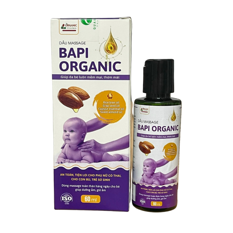 Dầu massage Bapi Organnic giúp da bé luôn mềm mại, thơm mát