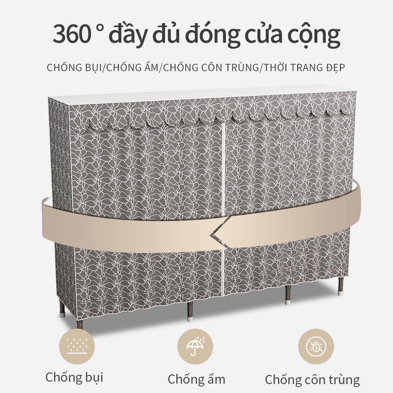 Leego Tủ quần áo khớp hợp kim Khung thép không gỉ chịu được 800kg Tủ Vải Kệ trẻ em Tủ quần áo Không rỉ sét