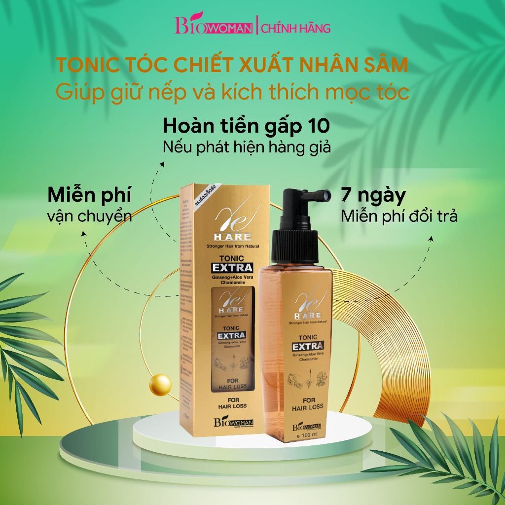 Tonic tóc Biowoman Extra chiết xuất nhân sâm giúp giữ nếp và kích thích mọc tóc 100ml