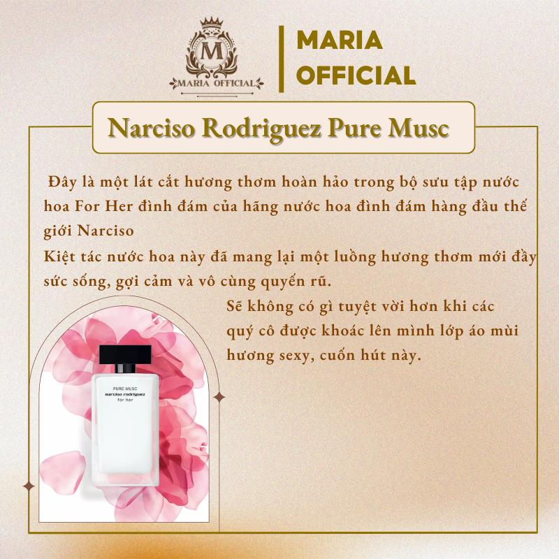 Nước hoa nữ Narciso Rodriguez Pure Musc For Her EDP chiết 10ml (Nar trắng) tinh khiết thơm lâu | BigBuy360 - bigbuy360.vn