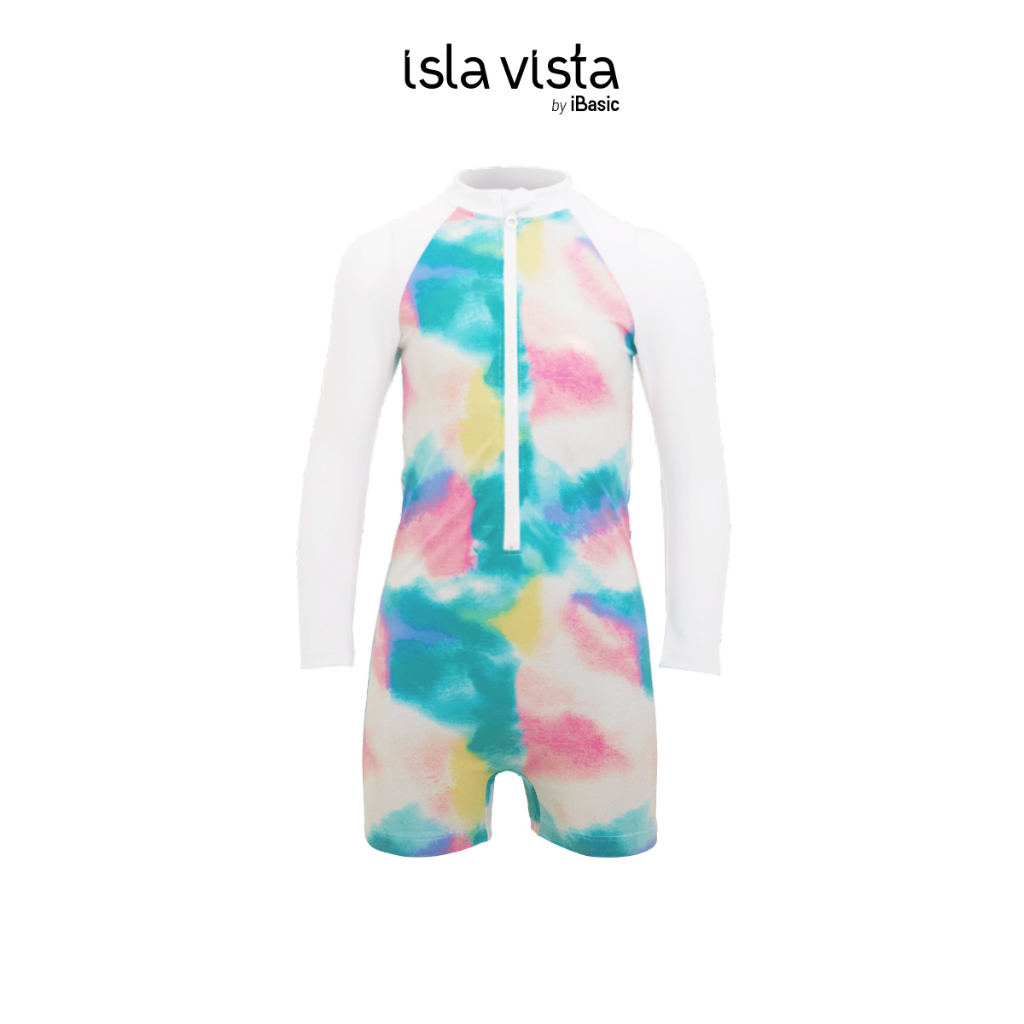 Bộ đồ bơi liền thân bé gái tay dài raglan Isla Vista - IVKGM004