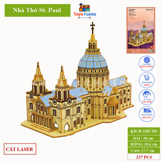 Đồ chơi lắp ráp 3d gỗ - mô hình lego kiến trúc nhà thờ - cắt laser